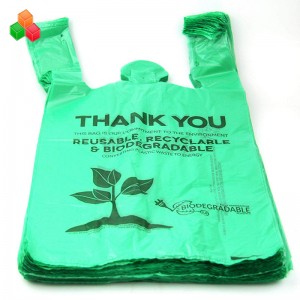 Fremhævning tilpasset logo farvet ikke giftig 100% komposterbar bionedbrydelig pe + d2w plast papirkurvaffel indkøbsposerulle